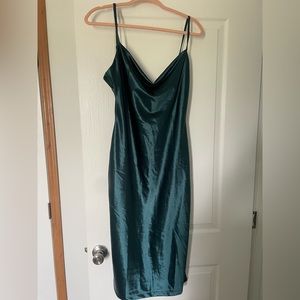 Satin Cowl Neck Dress